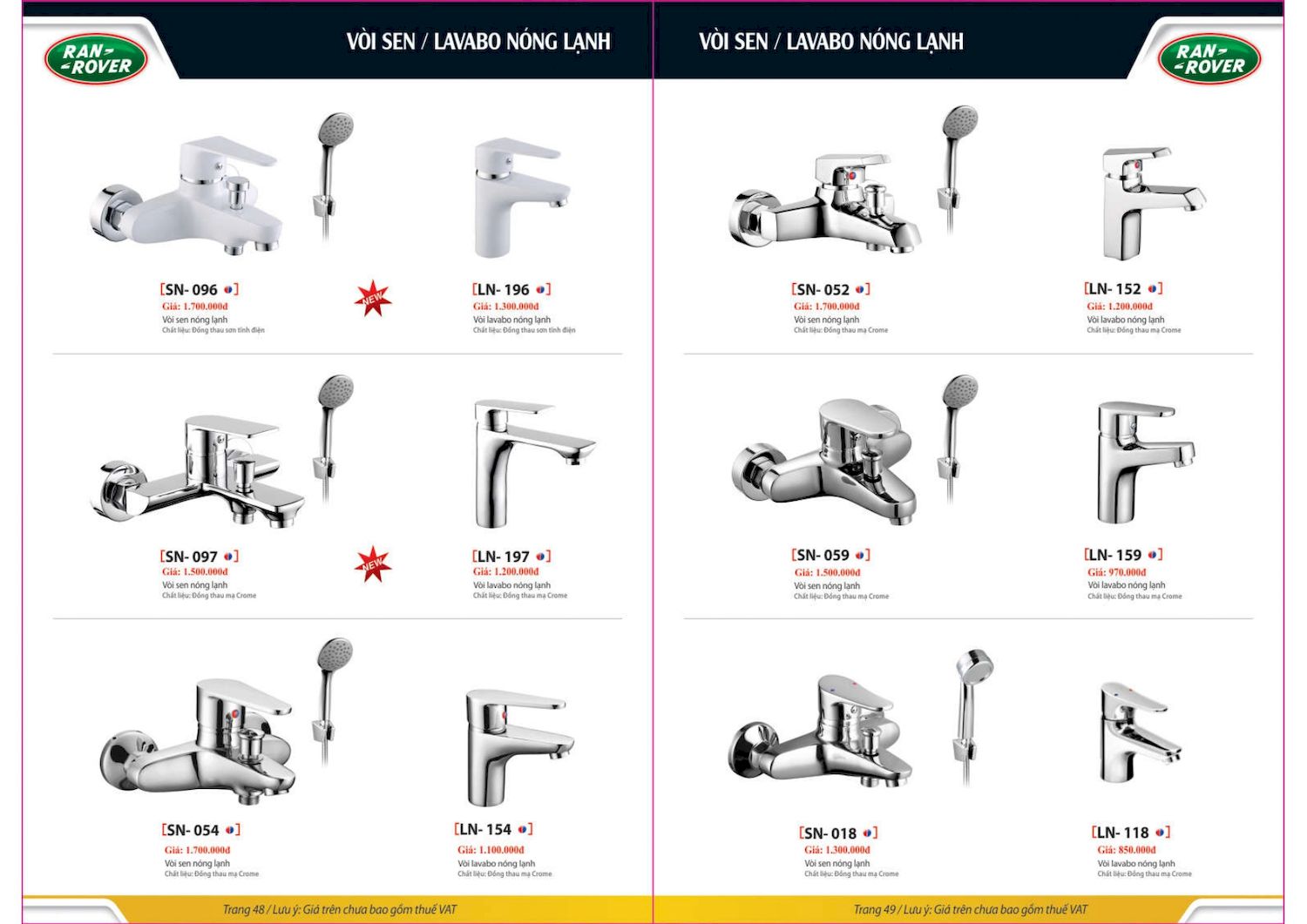 Thiết bị vệ sinh RANROVER Catalogue và Bảng giá mới nhất /Page 25